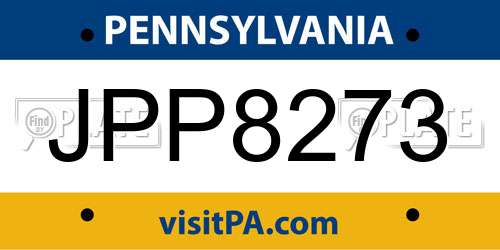 JPP8273 Pennsylvania License Plate