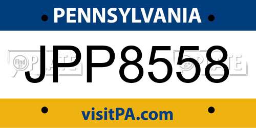 JPP8558 Pennsylvania License Plate