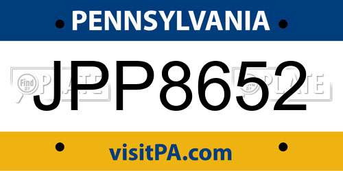 JPP8652 Pennsylvania License Plate