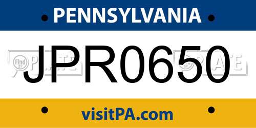 JPR0650 Pennsylvania License Plate