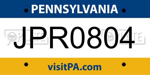 JPR0804 Pennsylvania License Plate