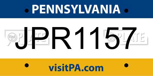 JPR1157 Pennsylvania License Plate