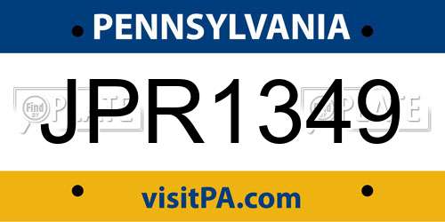 JPR1349 Pennsylvania License Plate
