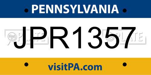JPR1357 Pennsylvania License Plate