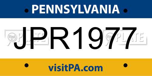 JPR1977 Pennsylvania License Plate