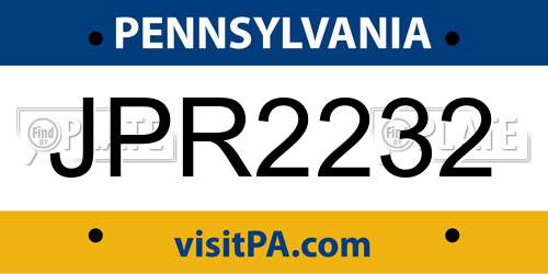 JPR2232 Pennsylvania License Plate