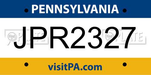 JPR2327 Pennsylvania License Plate