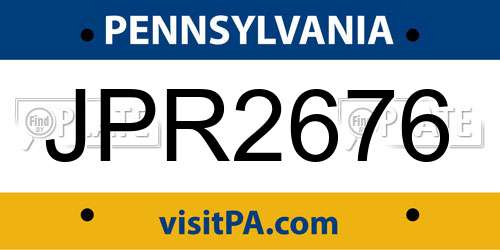 JPR2676 Pennsylvania License Plate