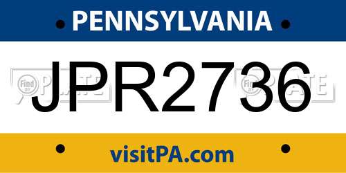 JPR2736 Pennsylvania License Plate