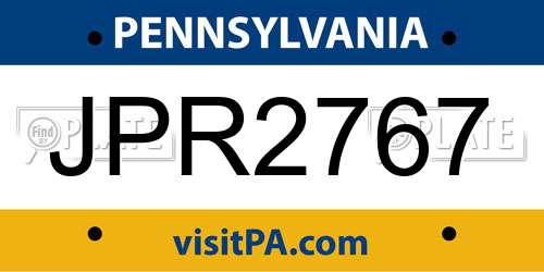 JPR2767 Pennsylvania License Plate