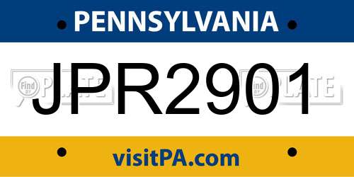 JPR2901 Pennsylvania License Plate