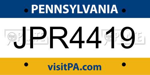 JPR4419 Pennsylvania License Plate