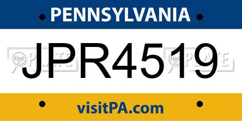 JPR4519 Pennsylvania License Plate