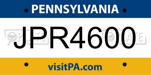 JPR4600 Pennsylvania License Plate