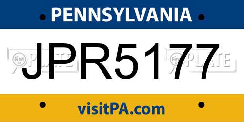 JPR5177 Pennsylvania License Plate
