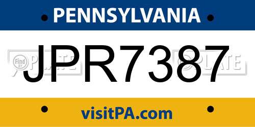 JPR7387 Pennsylvania License Plate