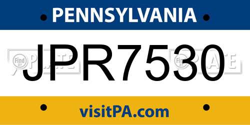 JPR7530 Pennsylvania License Plate