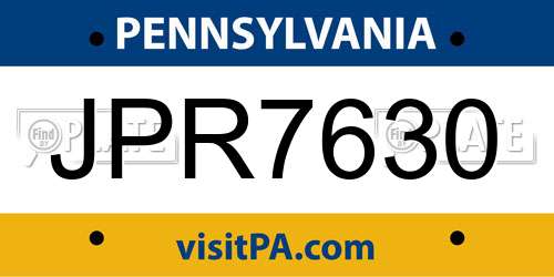 JPR7630 Pennsylvania License Plate