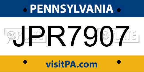 JPR7907 Pennsylvania License Plate