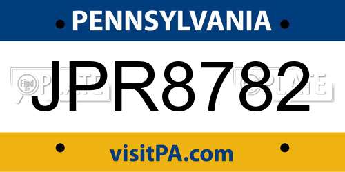 JPR8782 Pennsylvania License Plate