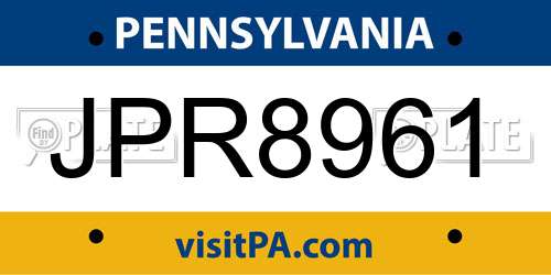 JPR8961 Pennsylvania License Plate