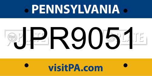 JPR9051 Pennsylvania License Plate