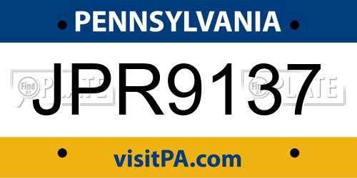 JPR9137 Pennsylvania License Plate