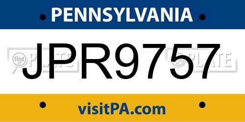 JPR9757 Pennsylvania License Plate
