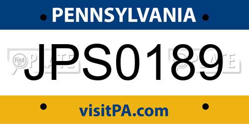 JPS0189 Pennsylvania License Plate