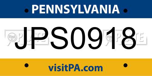 JPS0918 Pennsylvania License Plate