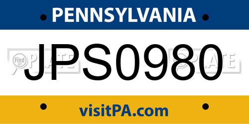 JPS0980 Pennsylvania License Plate