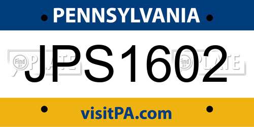 JPS1602 Pennsylvania License Plate