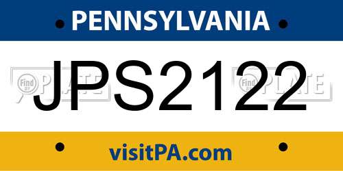 JPS2122 Pennsylvania License Plate