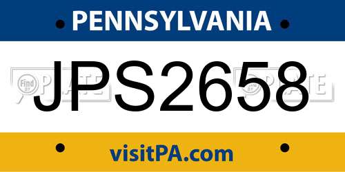 JPS2658 Pennsylvania License Plate