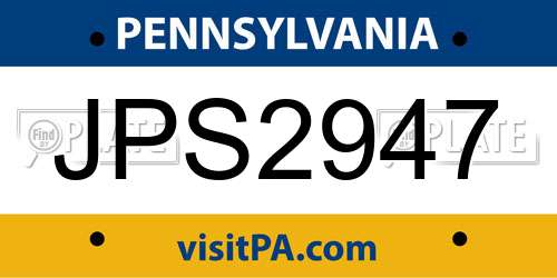 JPS2947 Pennsylvania License Plate