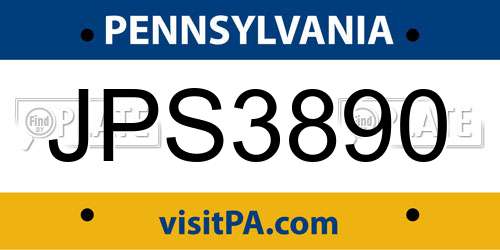 JPS3890 Pennsylvania License Plate
