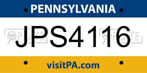 JPS4116 Pennsylvania License Plate
