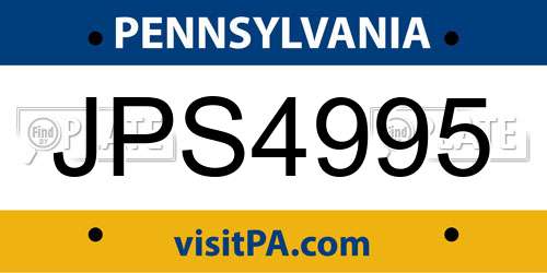 JPS4995 Pennsylvania License Plate