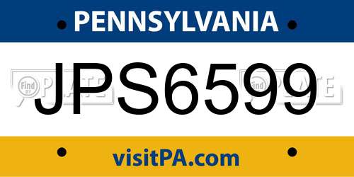 JPS6599 Pennsylvania License Plate