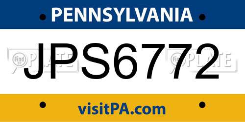 JPS6772 Pennsylvania License Plate