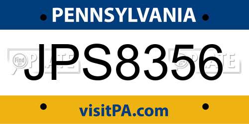 JPS8356 Pennsylvania License Plate