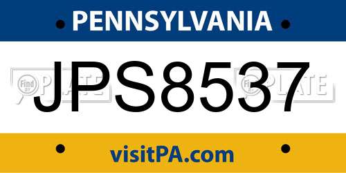JPS8537 Pennsylvania License Plate