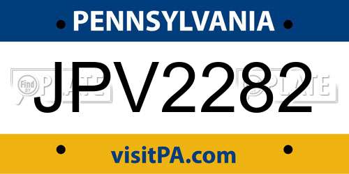 JPV2282 Pennsylvania License Plate