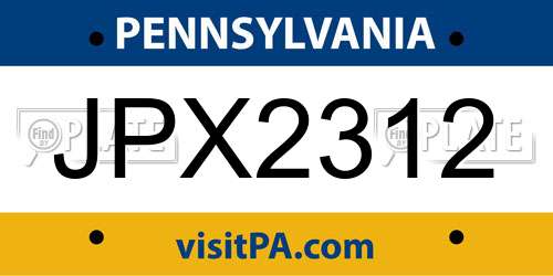 JPX2312 Pennsylvania License Plate
