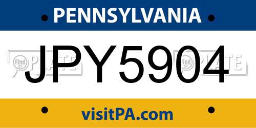 JPY5904 Pennsylvania License Plate