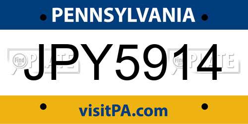JPY5914 Pennsylvania License Plate