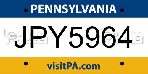 JPY5964 Pennsylvania License Plate