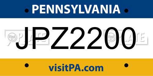 JPZ2200 Pennsylvania License Plate