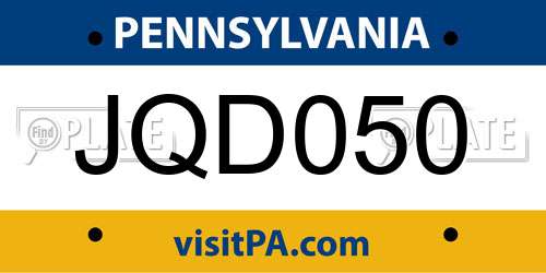 JQD050 Pennsylvania License Plate