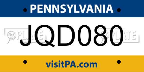 JQD080 Pennsylvania License Plate